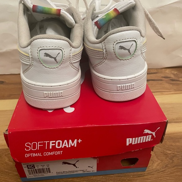 Puma Skye Rainbow Edge Girls White Sneakers Size 5C - Picture 3 of 6